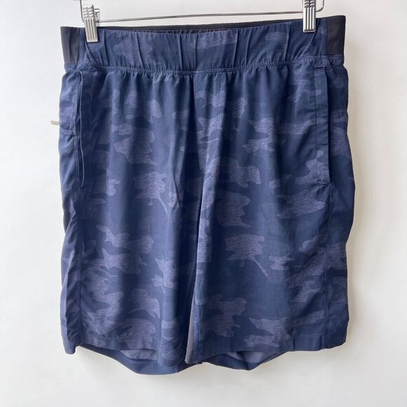 Lululemon Men blue camo lined shorts , Size L B169 - Picture 1 of 6